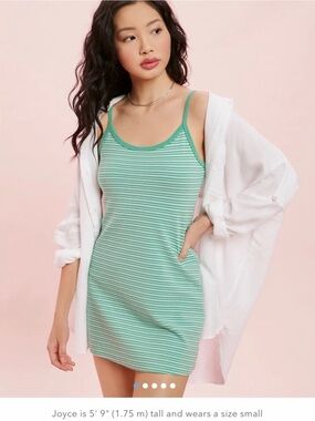 American Eagle Outfitters Green and White Striped Cami Dress